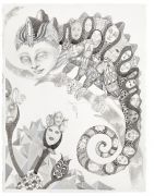 'Grey Area': THE CHAMELEON / KAMÆLEONEN  - 2015, 76 x 57 cm., Ink, pencil, salt on paper.