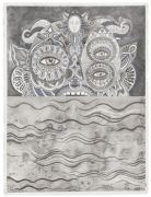 'Grey Area': THE SEA MONSTER / SØUHYRET  - 2016, 76 x 57 cm., Ink, pencil, salt on paper.