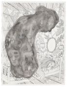'Grey Area': THE SLEEP / SØVNEN   - 2016, 76 x 57 cm., Ink, pencil, salt on paper.