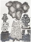 'Grey Area': THE SCULPTURE / SKULPTUREN  - 2015, 36 x 26 cm., Ink, pencil, salt on paper.