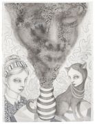 'Grey Area': THE VASE / VASEN - 2016, 76 x 57 cm., Ink, pencil, salt on paper.