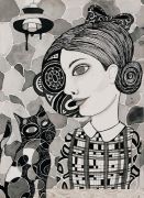 Modern - 2015, 32 x 26 cm., Tusch og blyant på papir. Modern - 2015, 32 x 26 cm., Tusch og blyant på papir.