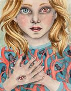 Psychic Teen II (Heart) - 2022, 48 x 38 cm., Akvarel og tusch på papir. Psychic Teen II (Heart) - 2022, 48 x 38 cm., Akvarel og tusch på papir.