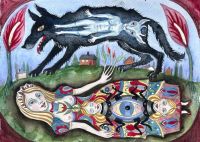 Fabel. 2025. 38,5 x 54,0 cm (papirmål). Akvarel på papir - Fabel. 2025. 38,5 x 54,0 cm (papirmål). Akvarel på papir -