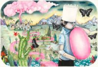 The Birthday - 2003. 114x154 cm. Watercolour, felt-tip pen crayons and glitter on paper.