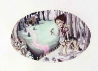 The Real Red Ridinghood - 2002. 82x135 cm. Watercolour, pencil, crayons and glitter on paper.