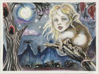 Night Creature - 30x49 cm. Watercolour on paper