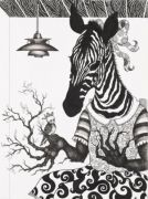 Domestic Scene - 2009. 57x76 cm. Felt-tip pen, posca pen and indian ink on paper.