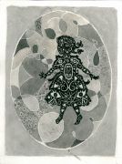 Girl_in_oval_shape - _ 2013, 23 x 31 cm. Indian Ink and felt-tip pen on paper.